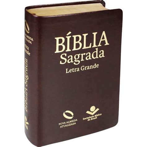 Bíblia Sagrada Letra Grande Índice Linguagem Fácil Couro Marrom Submarino