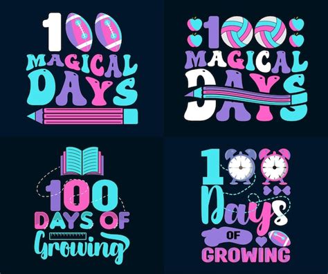 Premium Vector 100th Days Celebration T Shirt Bundle Unique And