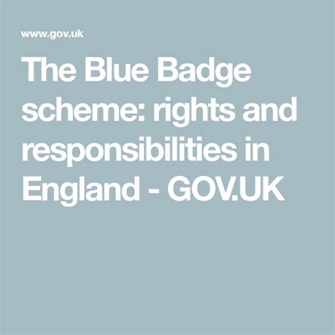 The Blue Badge Scheme Rights And Responsibilities In England Gov Uk Rights And