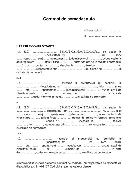 Contract De Comodat Auto Autovit Contract De Comodat Auto Incheiat