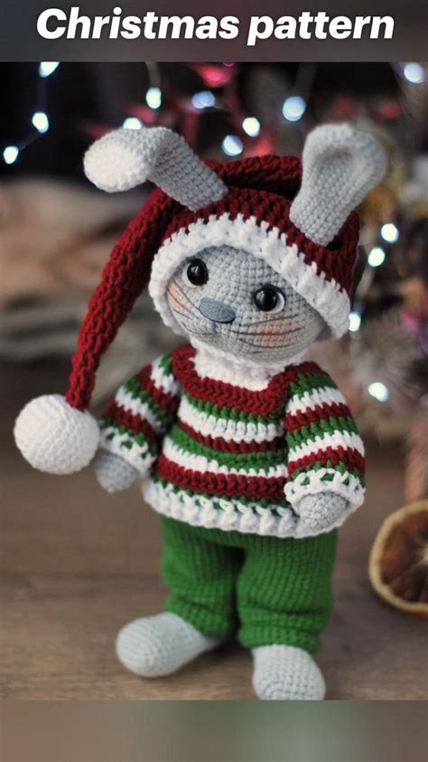 Amigurumi Funny Bunny In Christmas Costume Winter Bunny Crochet