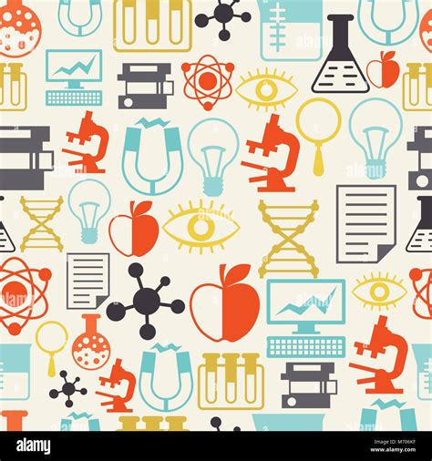 Science Seamless Pattern In Flat Design Style Stock Vector Image And Art