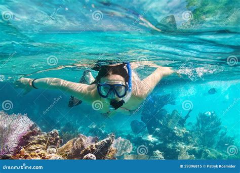 Young Women At Snorkeling Stock Image Image Of Lagoon 29396815