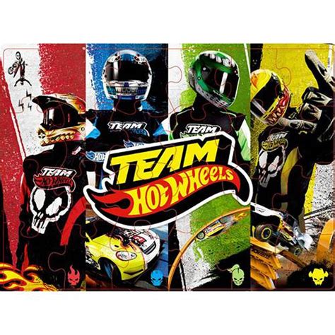 Tudo Sobre Quebra Cabeça 24 Peças Team Hot Wheels Pilotos Mattel