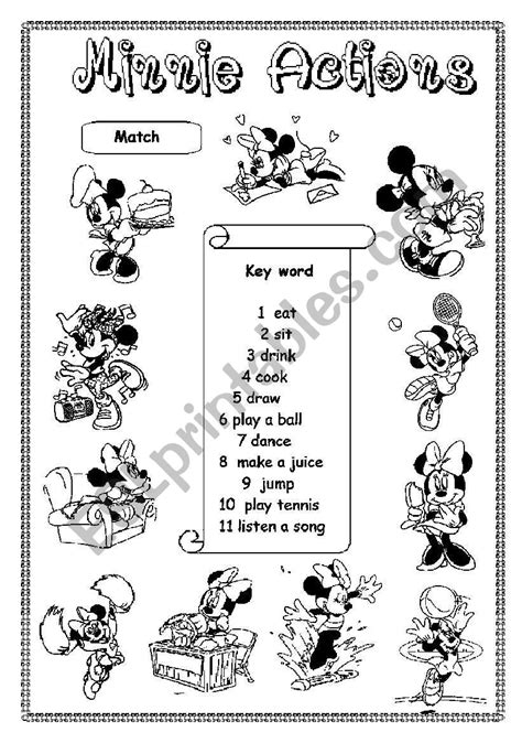 Minnie Actions Esl Worksheet By Saifonduan