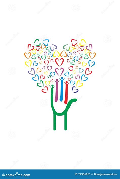 Tree with Hands and Hearts Logo Stock Vector - Illustration of ...