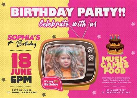 Kids Birthday Invitation Card Psd Template