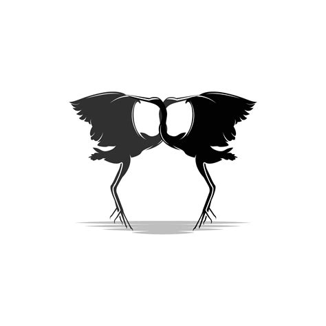 Heron Bird Logo, Vector Bird Flying Stork Heron, Animal Silhouette