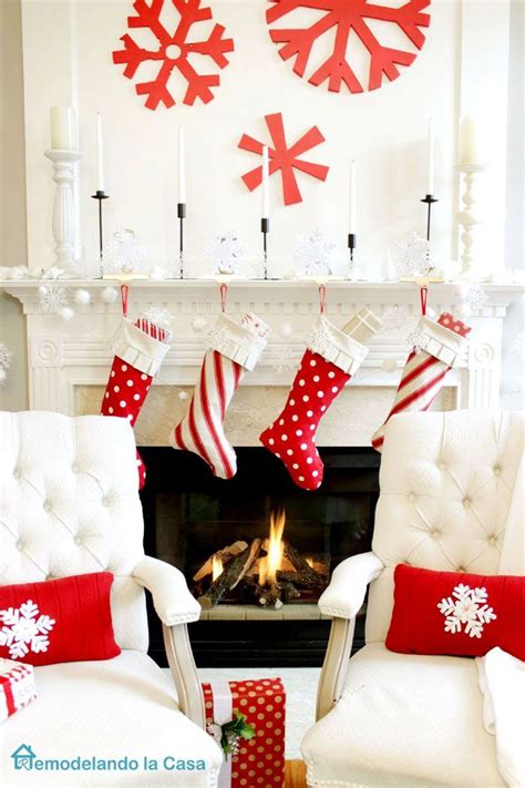 Red And White Christmas Mantel White Christmas Decor Red White Christmas Christmas Mantels