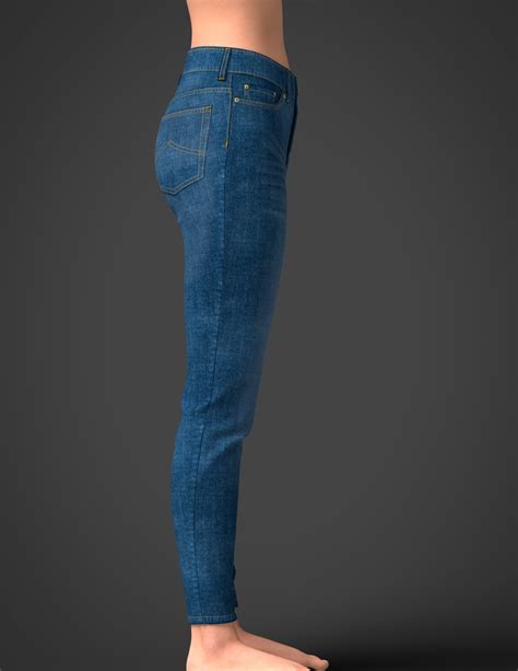 D Model Women Blue Denim Jeans Turbosquid