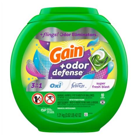 Gain Flings Plus Odor Defense Super Fresh Blast Laundry Detergent Pods