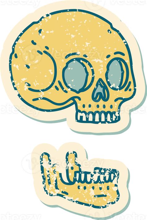 Iconic Distressed Sticker Tattoo Style Image Of A Skull 41145375 Png