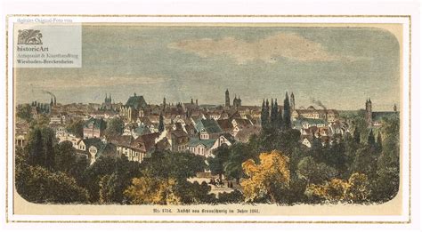 Ansicht von Braunschweig im Jahre 1861 Schöne Gesamtansicht aus der