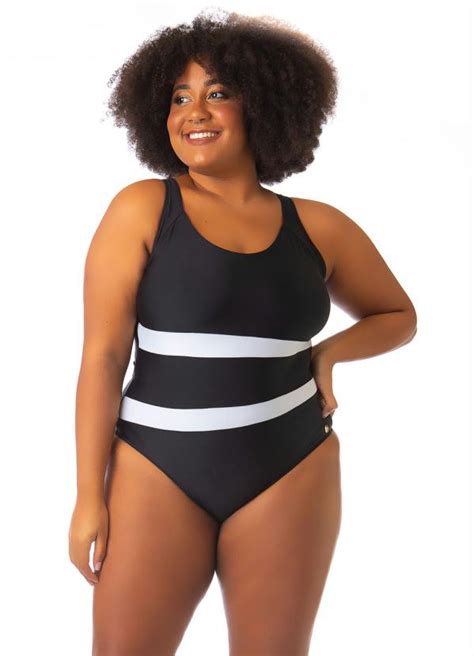 Maiô sem Bojo Plus Size Preto Acqua Rosa