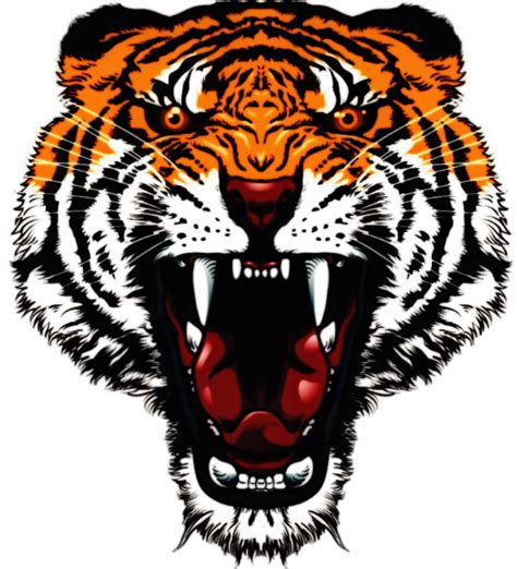 Download Tattoo Tiger Angry Orange Open Mouth Tiger Face Png Hd Png