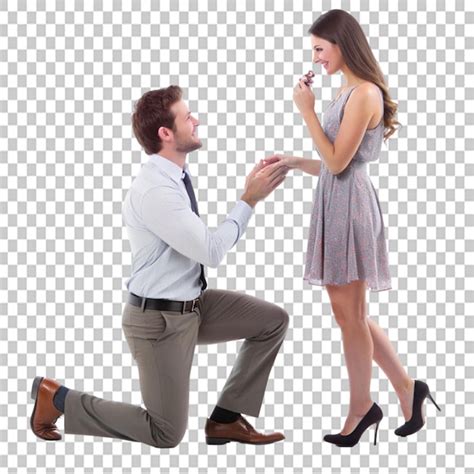 Premium PSD Marriage Proposal On One Knee On Transparent Background