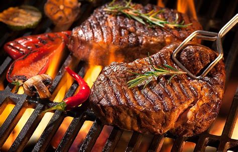 Fire Meat Vegetables Steak Grill Hd Wallpaper Pxfuel