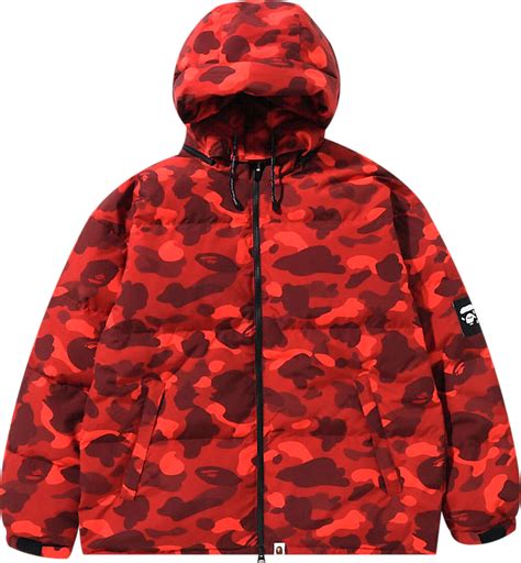 Bape Red Color Camo Down Jacket Inc Style