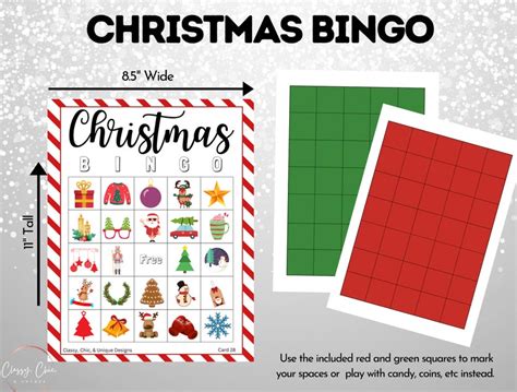 Christmas Bingo 30 Unique Bingo Cards Kids Christmas Etsy