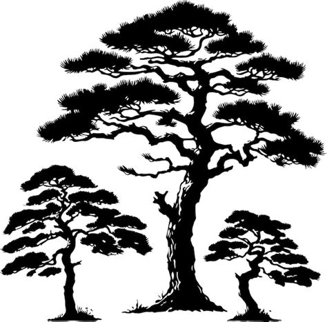 Premium Vector Pine Tree Silhouette Vector Art Vector Black Color