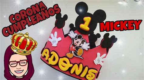 CORONA de CUMPLEAÑOS en goma eva de MICKEY MOUSE YouTube