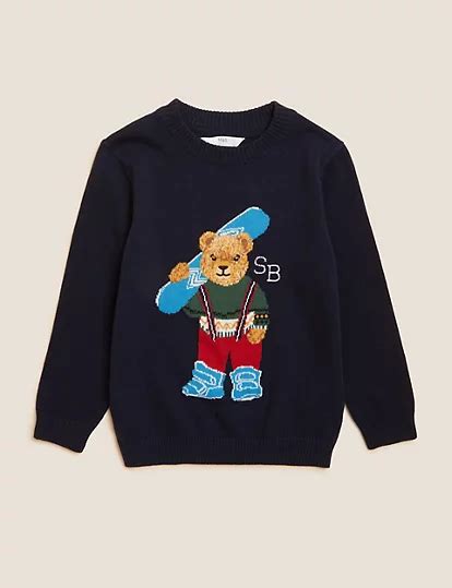 Pure Cotton Spencer Bear Jumper