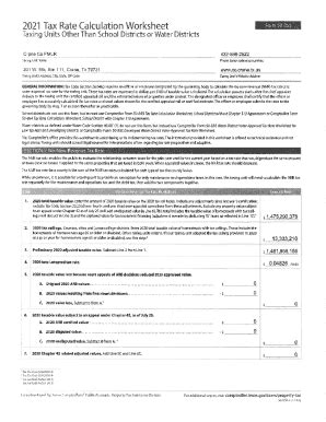 Fillable Online 2022 Tax Rate Calculation Worksheet Crane County Fax