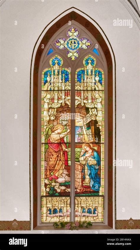 Annunciation Stained Glass Window At St Mary Catholic Church Built 1906 In Fredericksburg