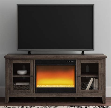 Signature Design By Ashley Arlenbry Farmhouse Style Large Tv Stand W Fireplace Insert And Glass