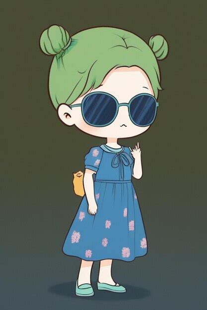 Premium Photo Cartoon Chibi Girl Wearing Sunglasses Very Handsome