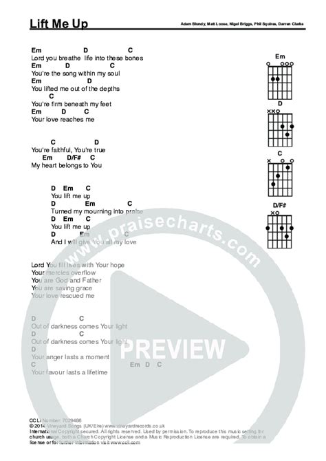 Lift Me Up Chords Pdf Trent Nigel Briggs Praisecharts