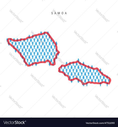 Samoa Population Map Stick Figures Samoan People Vector Image