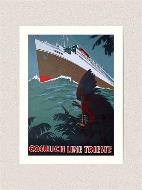 Cosulich Line Trieste Vintage Travel Poster Kunstdruck Von Stickart