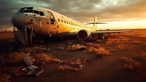 Premium AI Image | abandon airplane in the desert