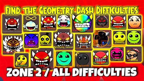 Find The Geometry Dash Difficulties Zone All Difficulties Roblox