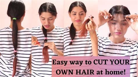 How To Cut Your Own Hair Straight At Home Youtube