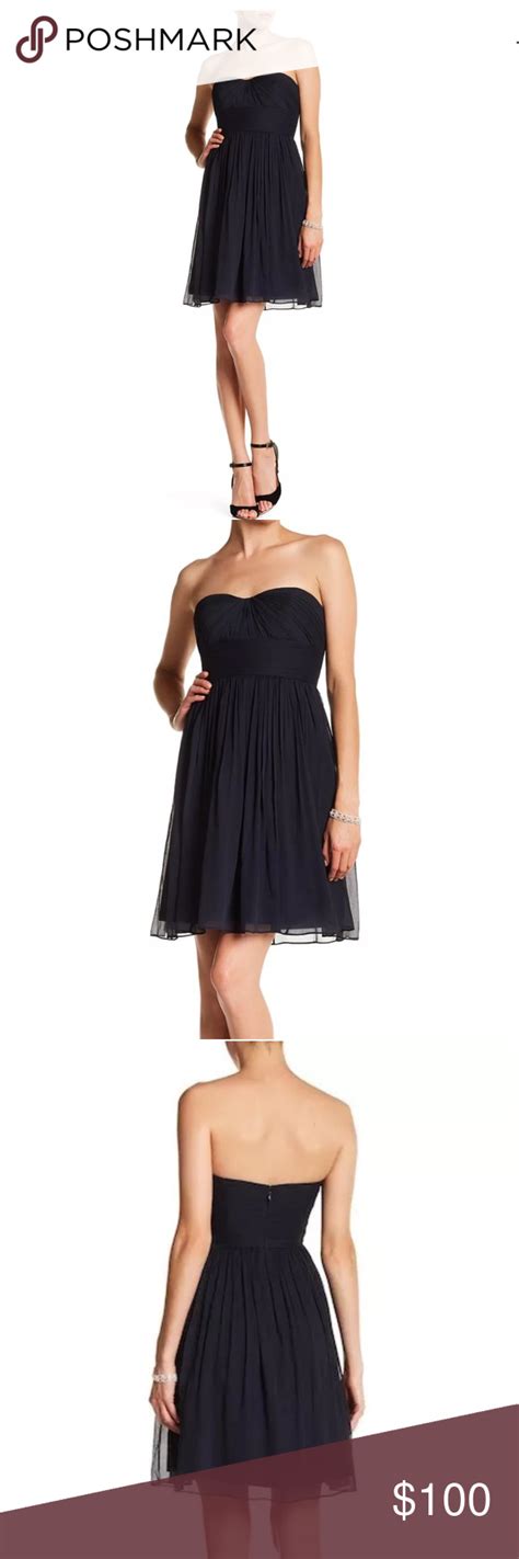 J Crew Black Silk Chiffon Marbella Strapless Dress