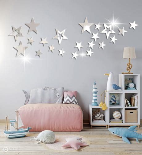 Pieces Removable Star Mirror Stickers Acrylic Mirror Setting Wall