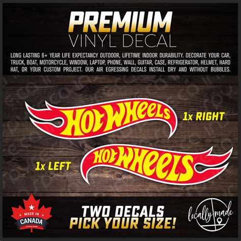 Hot Wheels Decal Set L R Any Size Vehicle Helmet Treasure Hunt