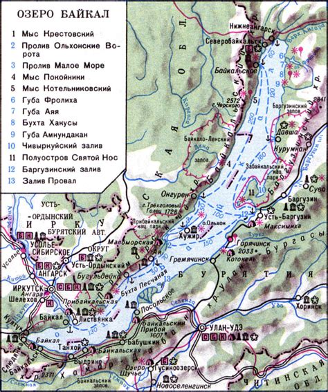 Карта схема озера байкал