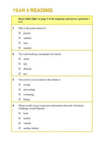 Year 5 Naplan Reading Test 5 Total Education Centre