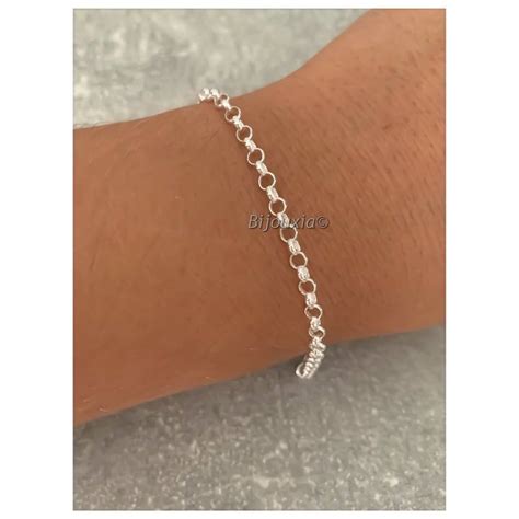 Bracelet Fin Maille Jaseron En Argent Massif