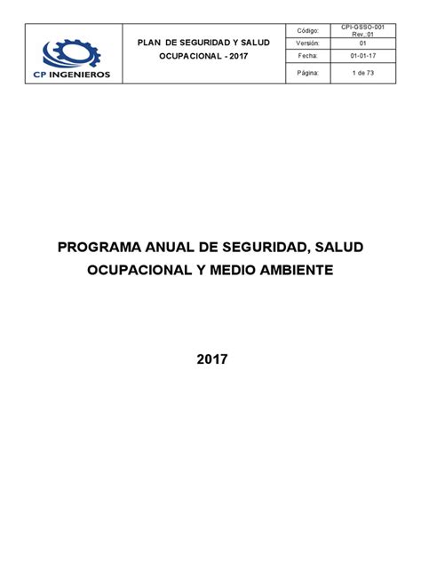 Cpi Plan De Seguridad Pdf Seguridad Y Salud Ocupacional
