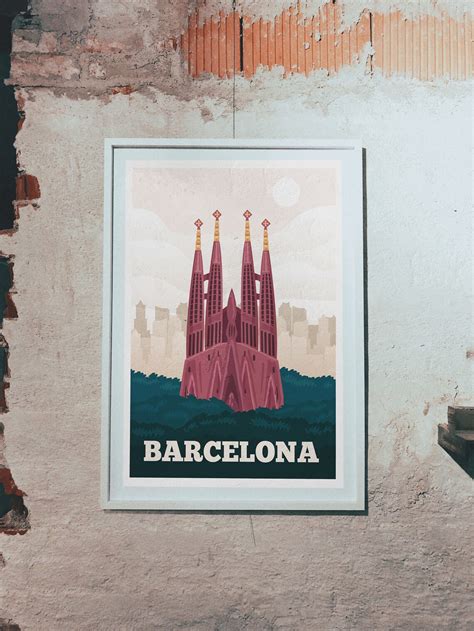 Barcelona Spain Retro Vintage Travel Posters Pictures Etsy