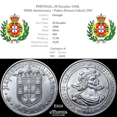 Portugal Escudos Pedro Alvares Cabral Unc