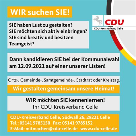 Aufruf Zur Kommunalwahl Wir Suchen Sie Cdu Kreisverband Celle