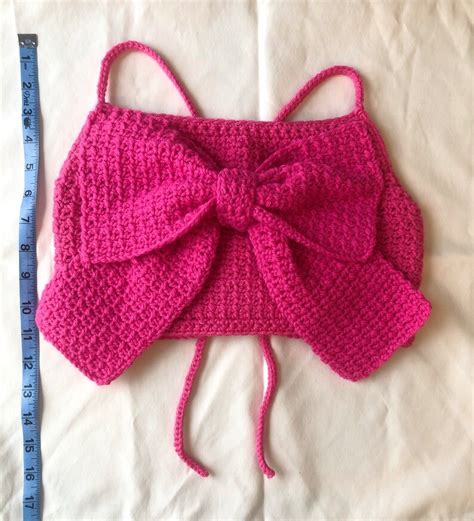 Bow Tie Crochet Crop Top Etsy