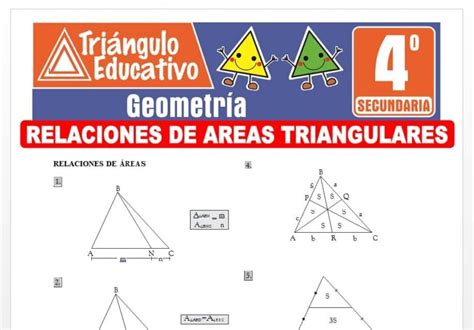 Relaciones de Áreas Triangulares para Cuarto de Secundaria Fichas GRATIS