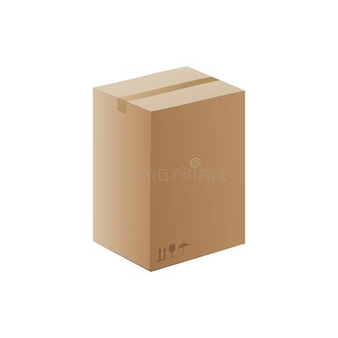 Brown Cardboard Box Mockup Closed And Sealed Vector Illustration