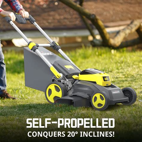 80v 26 Brushless Cordless Self Propelled Lawn Mower Yellow Ps76826